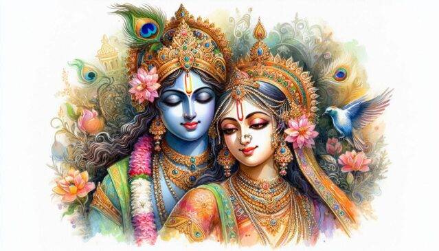 radha krishna portrait painting ai image